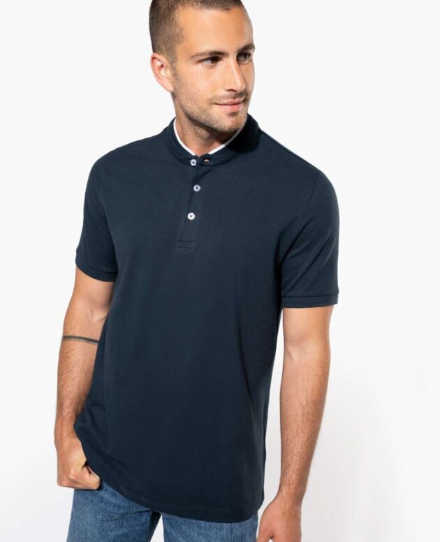 MEN'S SHORT SLEEVE POLO SHIRT WITH MANDARIN COLLAR