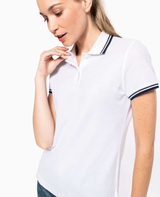 LADIE'S SHORT-SLEEVED POLOSHIRT WITH CONTRASTING PIPING