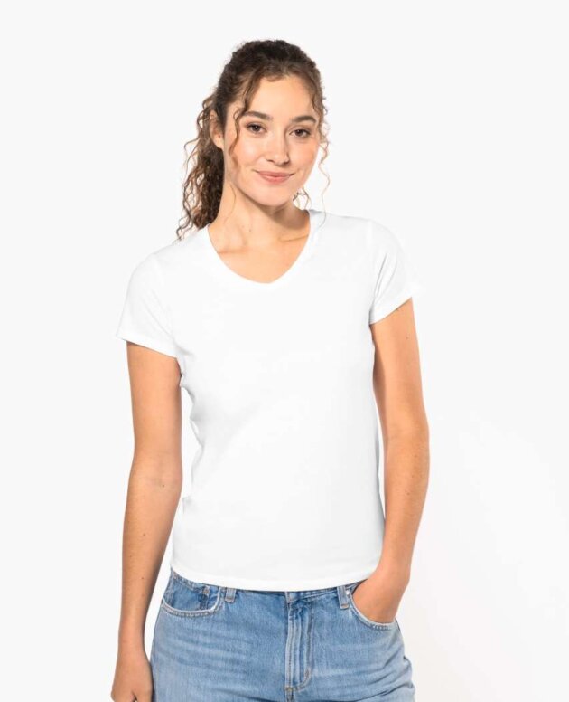 LADIES' SHORT-SLEEVED V-NECK T-SHIRT