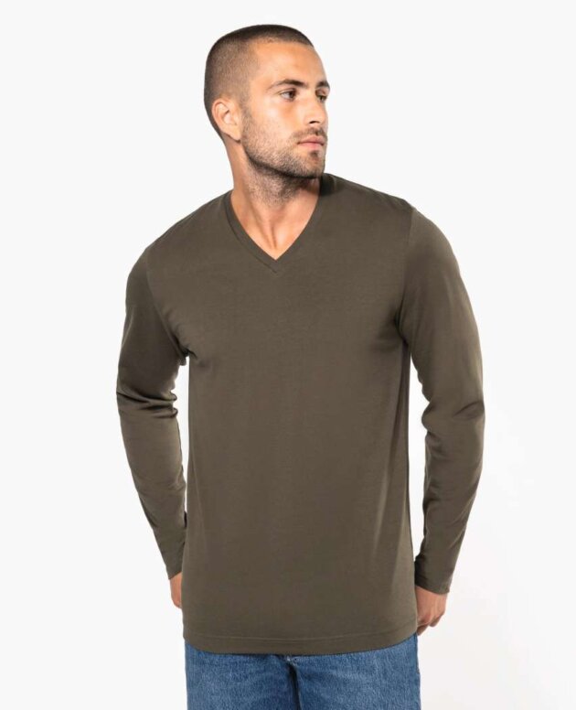MEN'S LONG-SLEEVED V-NECK T-SHIRT