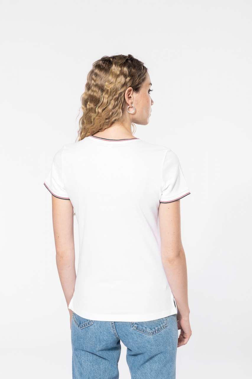 LADIES' PIQUÉ KNIT V-NECK T-SHIRT - Image 2