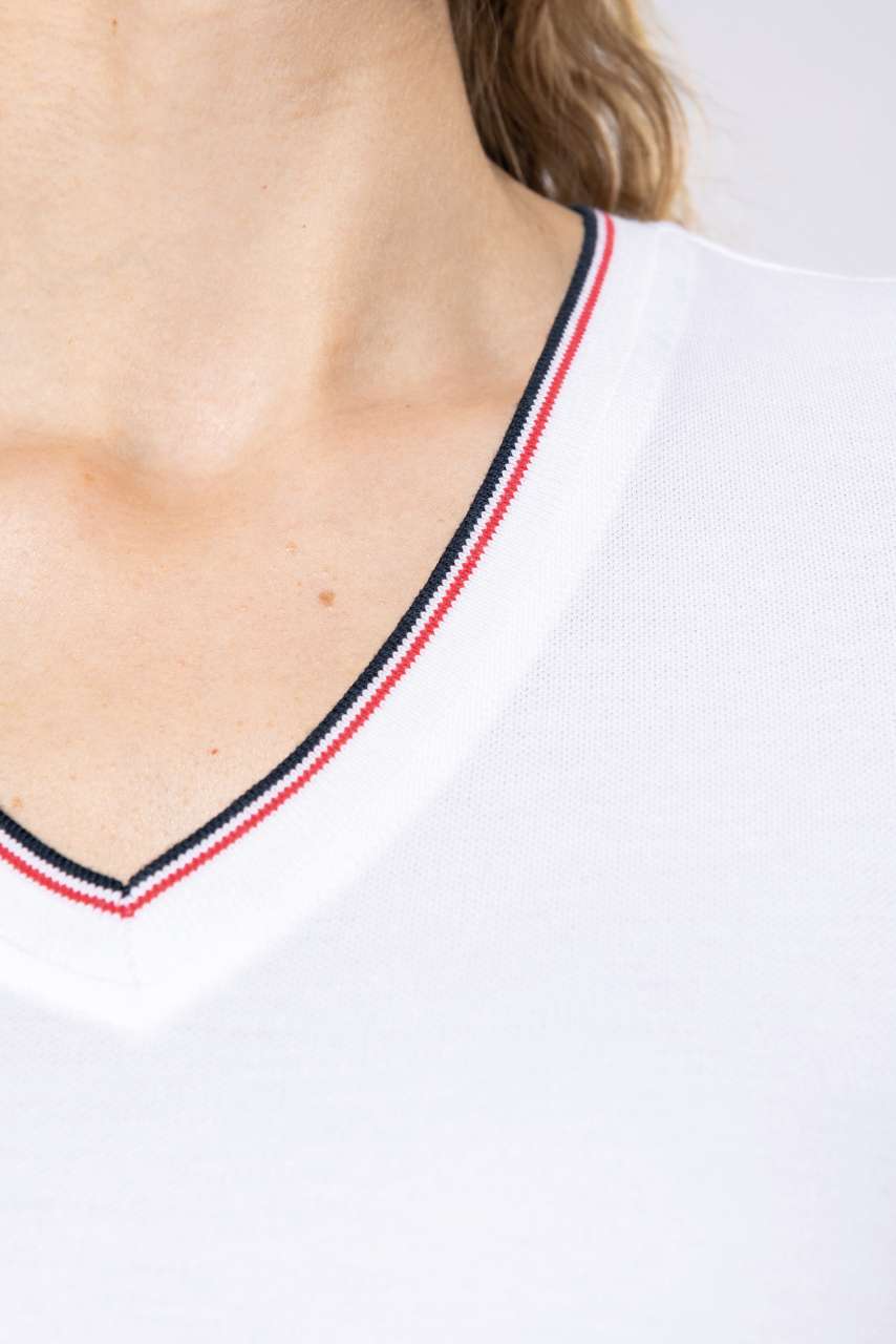 LADIES' PIQUÉ KNIT V-NECK T-SHIRT - Image 4