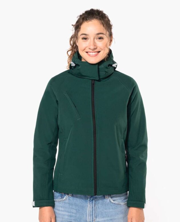 LADIES' DETACHABLE HOODED SOFTSHELL JACKET