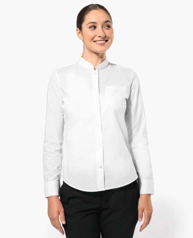 LADIES' LONG-SLEEVED MANDARIN COLLAR SHIRT