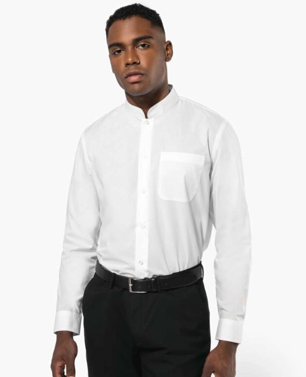 MEN'S LONG-SLEEVED MANDARIN COLLAR SHIRT