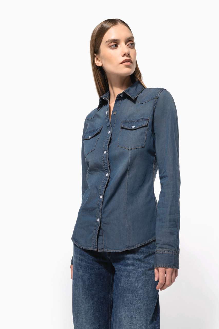 LADIES' LONG-SLEEVED DENIM SHIRT - Image 4