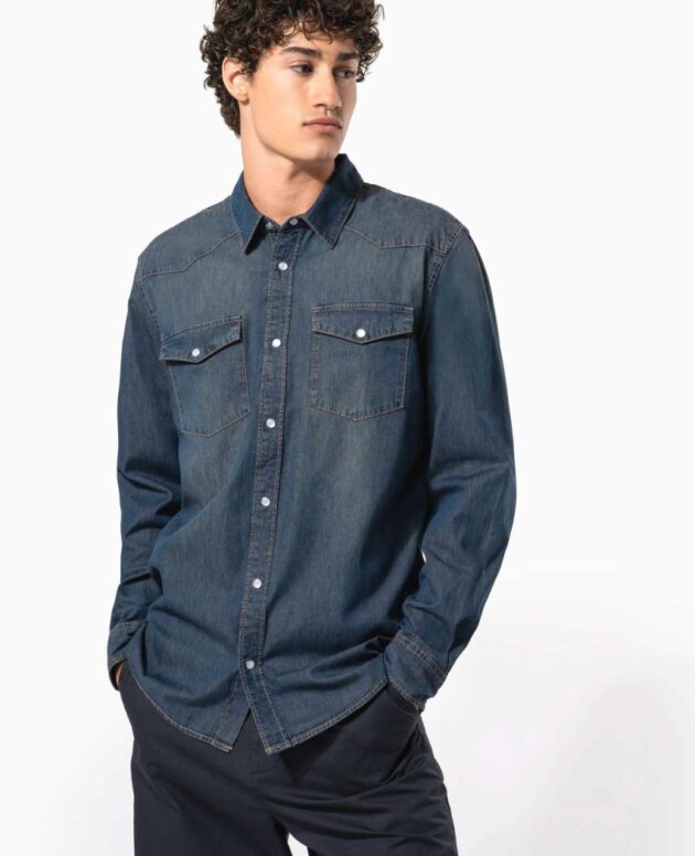 MEN'S LONG-SLEEVED DENIM SHIRT