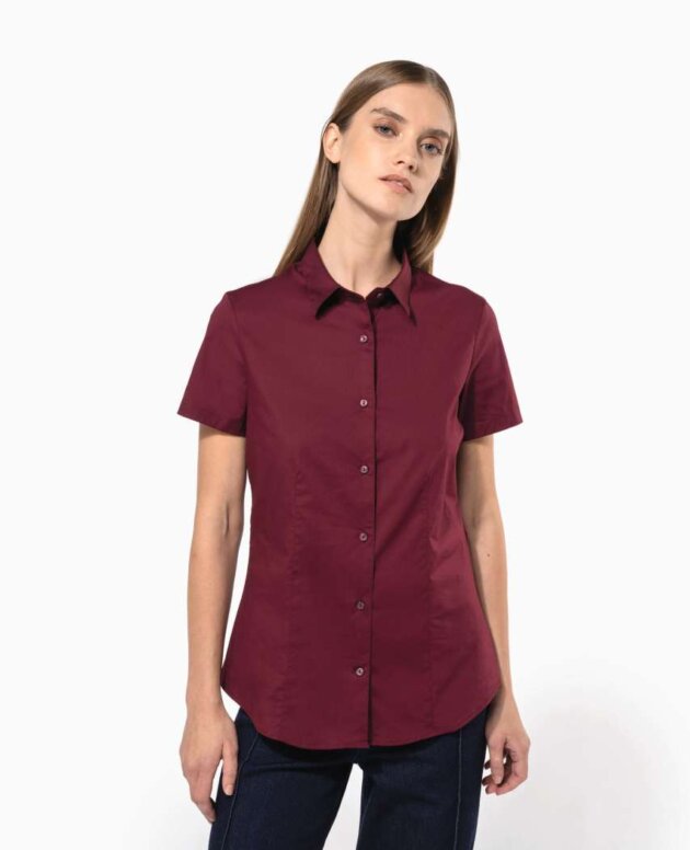 LADIES' SHORT-SLEEVED COTTON/ELASTANE SHIRT