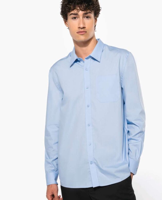 MEN'S LONG-SLEEVED COTTON POPLIN SHIRT