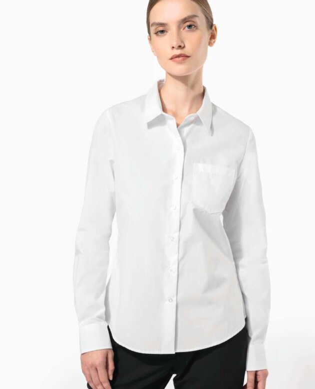 LADIES' LONG-SLEEVED COTTON POPLIN SHIRT