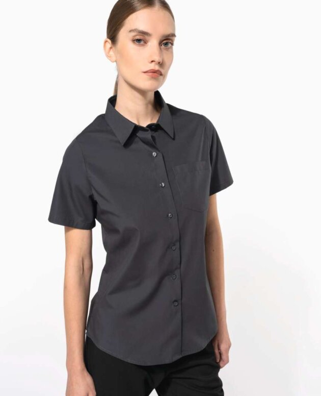 LADIES' SHORT-SLEEVED COTTON POPLIN SHIRT