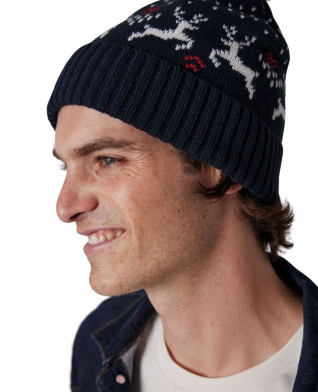 WINTER BEANIE WITH REINDEER DESIGN