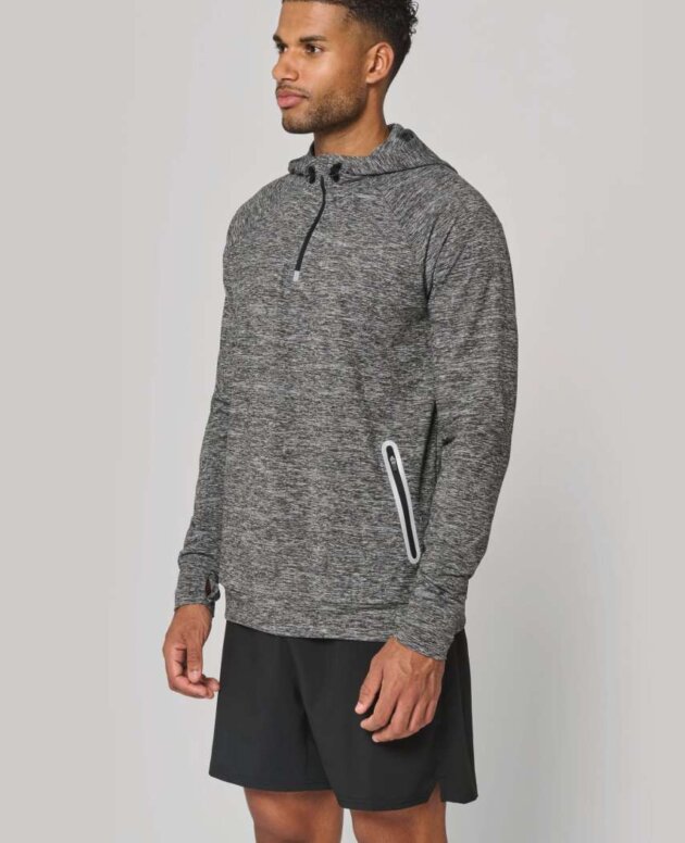 ZIP NECK HOODED SPORTS SWEATSHIRT