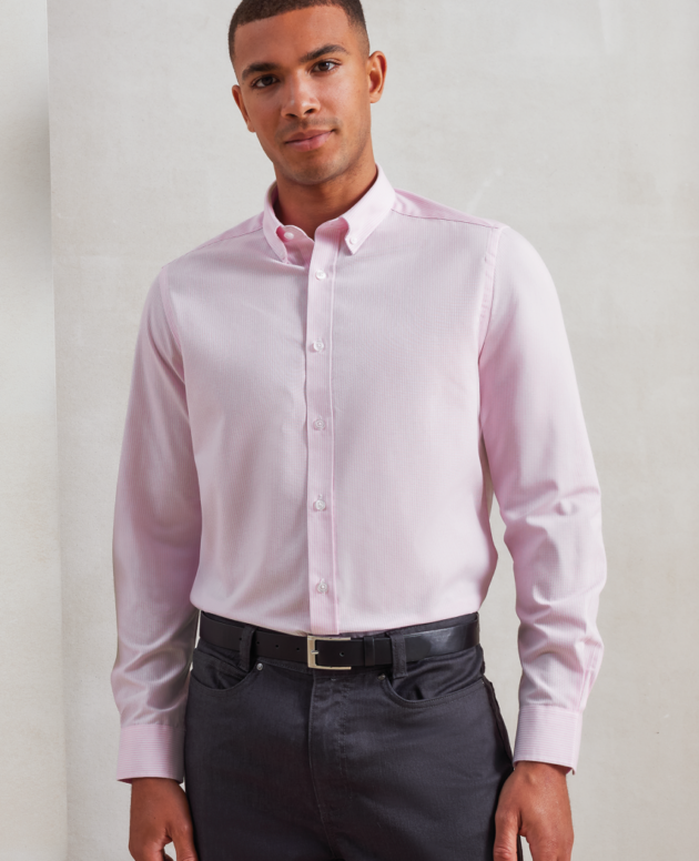 MEN’S COTTON RICH OXFORD STRIPES SHIRT