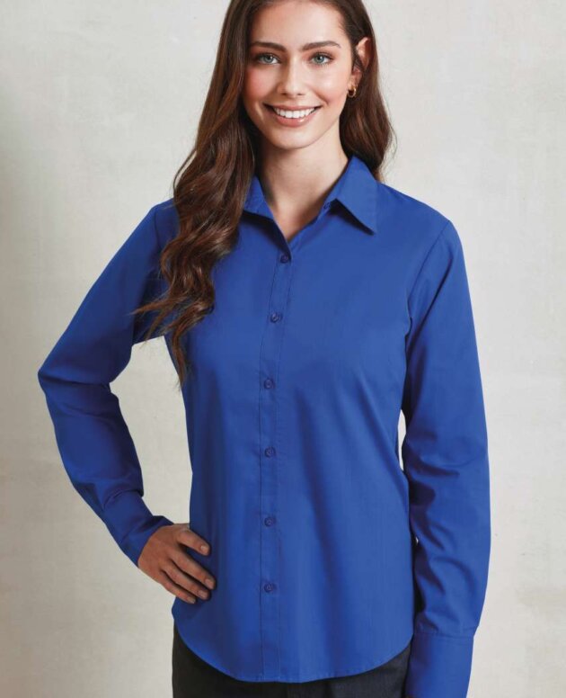 WOMEN'S LONG SLEEVE POPLIN BLOUSE