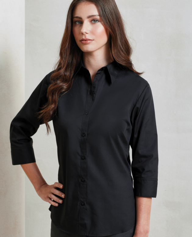 WOMEN'S POPLIN 3/4 SLEEVE BLOUSE