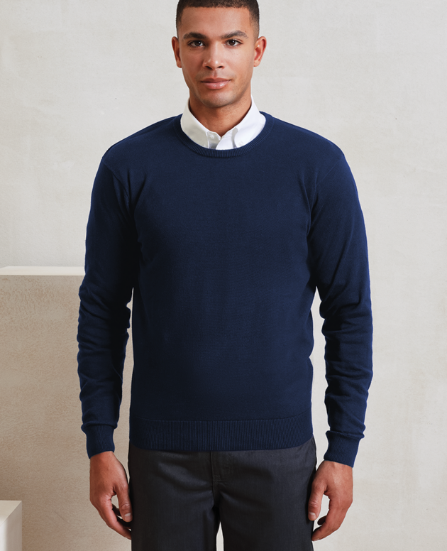 MEN'S CREW NECK COTTON RICH KNITTED SWEATER