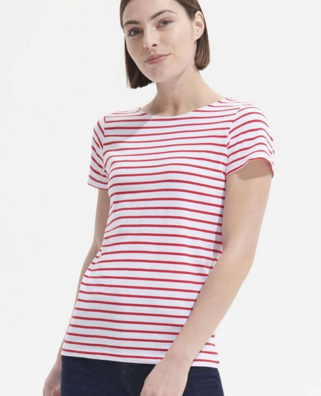 SOL'S MILES WOMEN - ROUND NECK STRIPED T-SHIRT