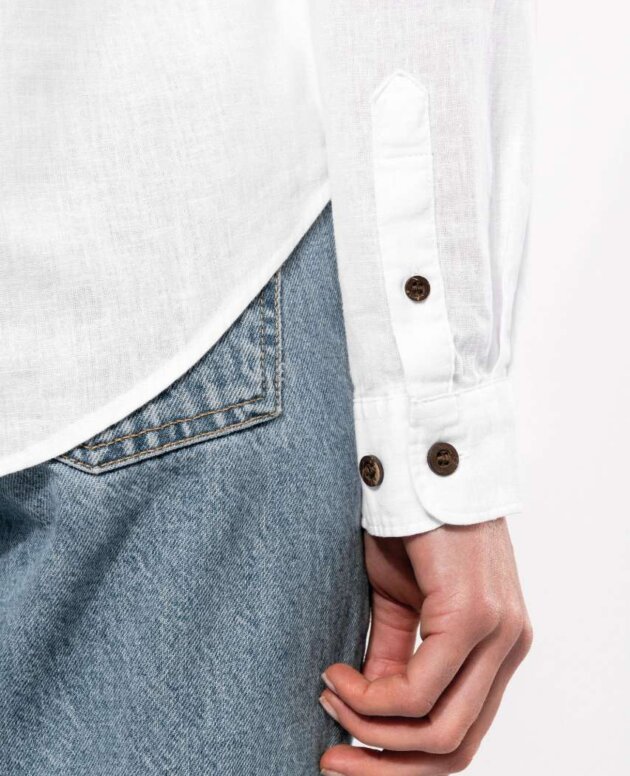 LADIES' LONG SLEEVE LINEN AND COTTON SHIRT