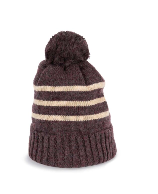 KNITTED STRIPED BEANIE IN RECYCLED YARN