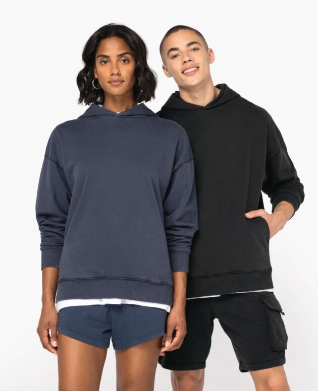 UNISEX WASHED EFFECT OVERSIZE HOODED SWEATSHIRT