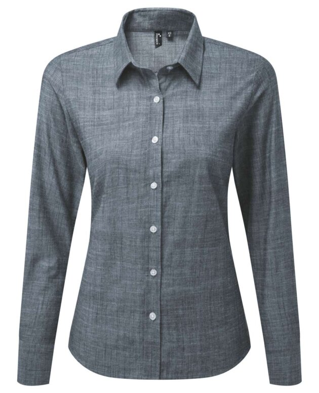WOMEN'S COTTON SLUB CHAMBRAY LONG SLEEVE SHIRT