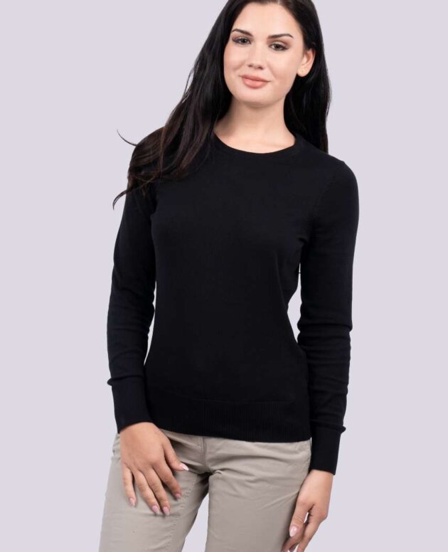 WOMEN’S CREW NECK FINE GAUGE COTTON PULLOVER