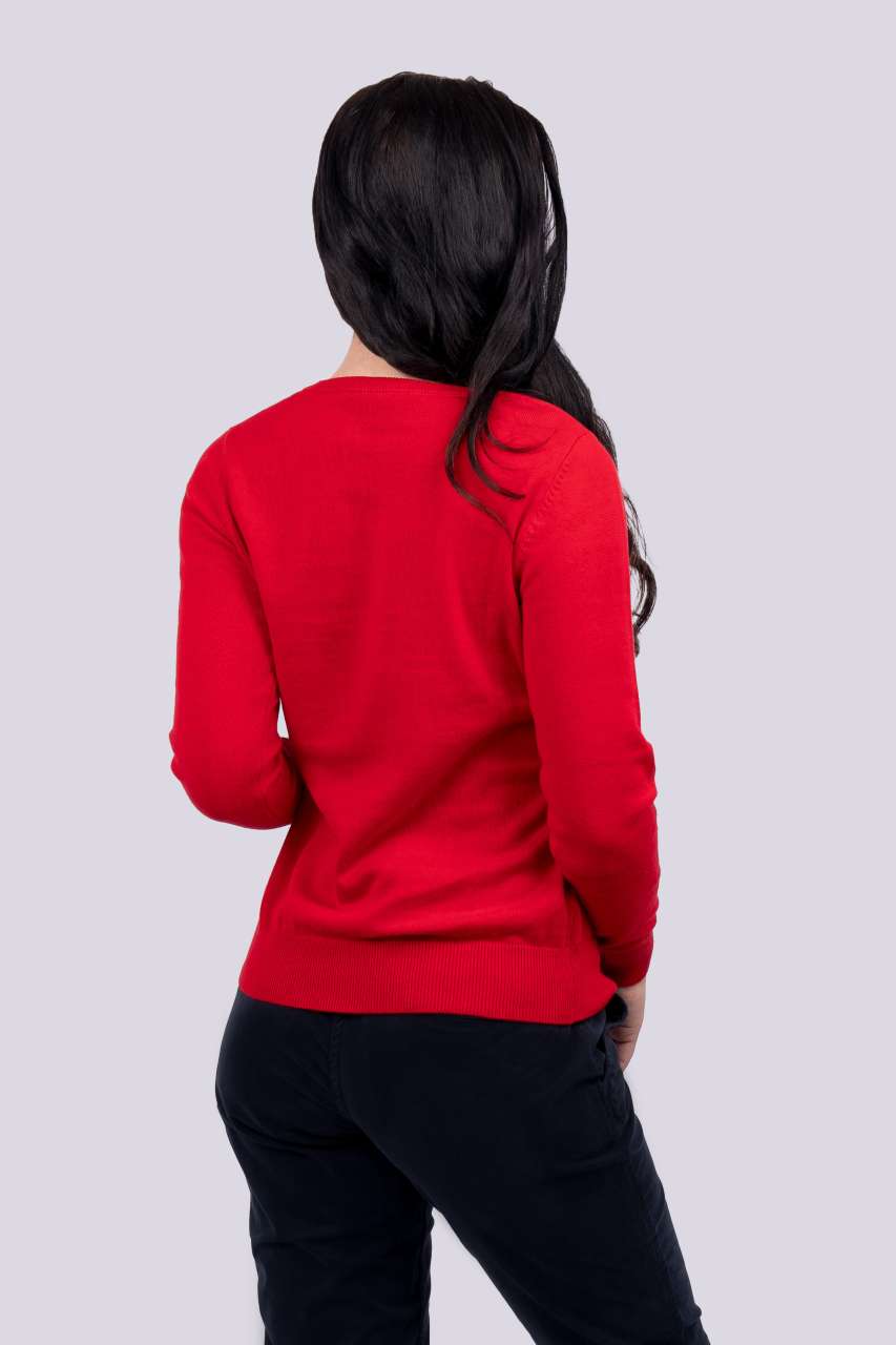 WOMEN’S V-NECK FINE GAUGE COTTON PULLOVER - Image 2