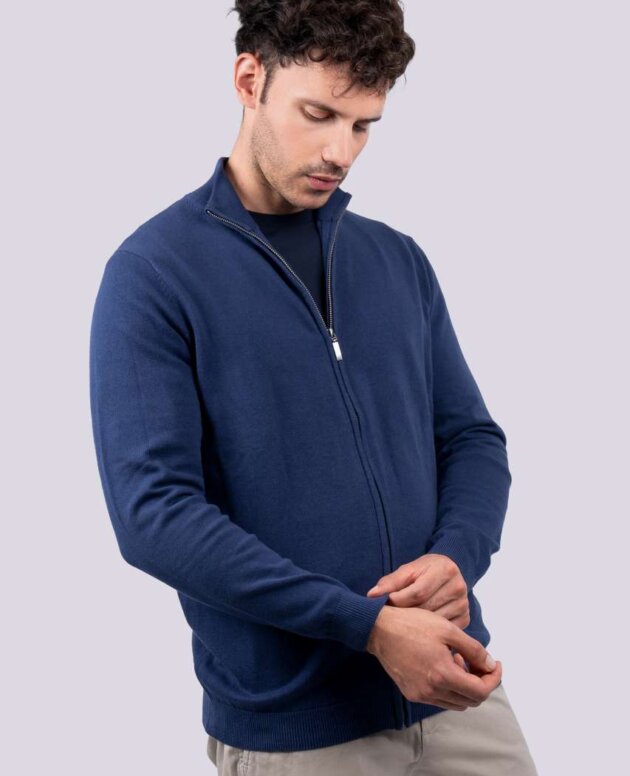 MEN’S FULL ZIP CARDIGAN FINE GAUGE COTTON