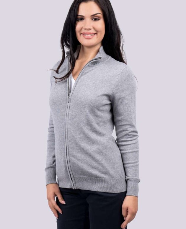 WOMEN’S FULL ZIP CARDIGAN FINE GAUGE COTTON