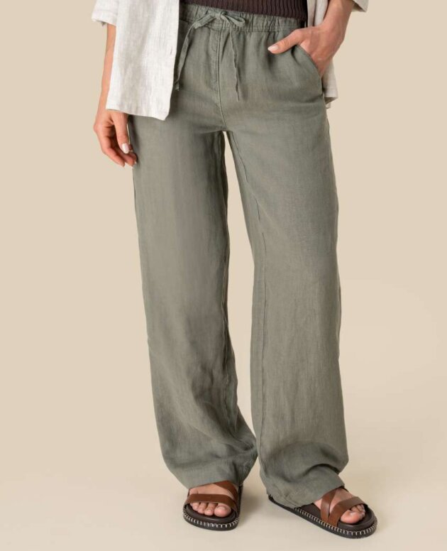 ECO-FRIENDLY LADIES' LINEN WASHED EFFECT TROUSERS